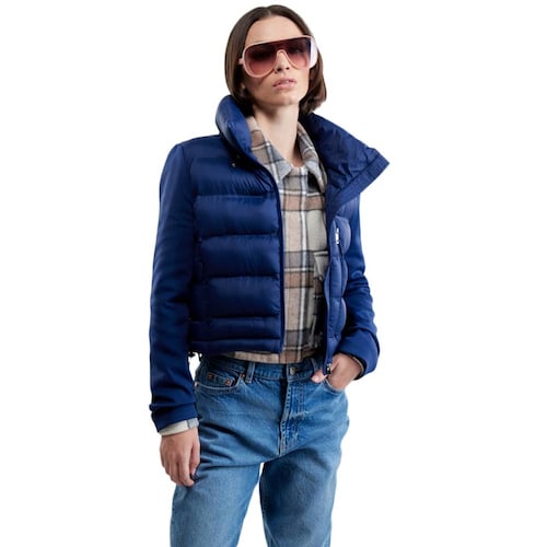 Chamarra crop capitonada Holly Land para mujer, azul marino, mod. 1094836