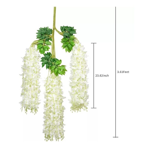 Flores Artificial Wisteria 12pzs 1.1m Decoración Fiesta Boda