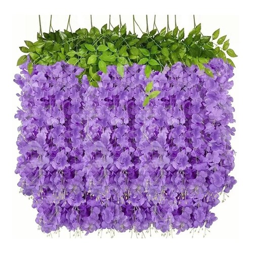 Flores Artificial Wisteria 12pzs 1.1m Decoración Fiesta Boda