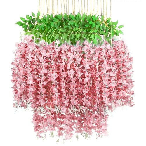 Flores Artificial Wisteria 12pzs 1.1m Decoración Fiesta Boda