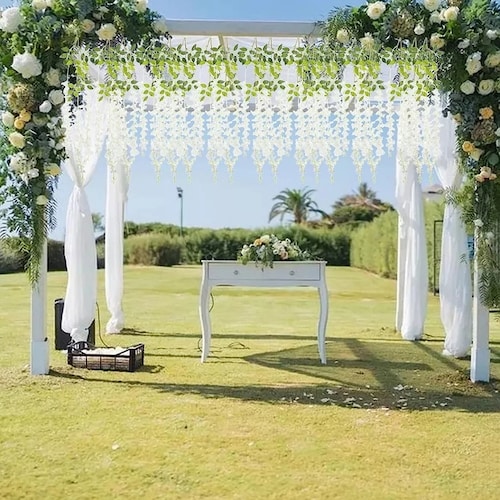 Flores Artificial Wisteria 12pzs 1.1m Decoración Fiesta Boda