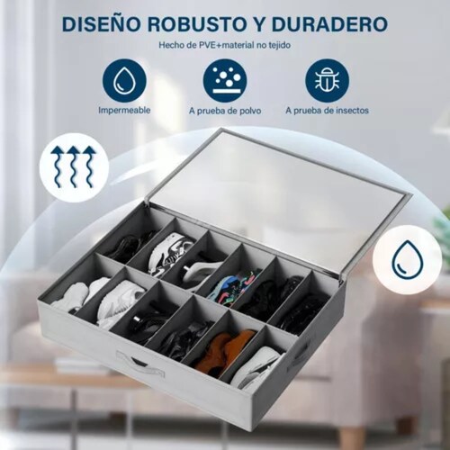 Zapatera Plegable Bajo Cama Para 12 Pares Guardar Espacio.