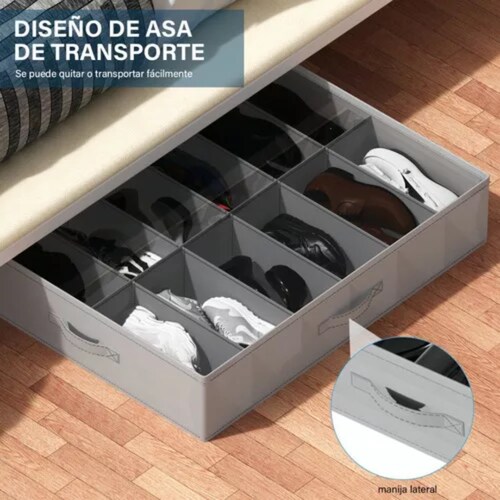 Zapatera Plegable Bajo Cama Para 12 Pares Guardar Espacio.