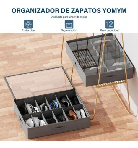 Zapatera Plegable Bajo Cama Para 12 Pares Guardar Espacio.