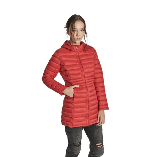 Chamarra larga ligera capitonada para mujer, color rojo cereza, marca Holly Land, mod. 1088678