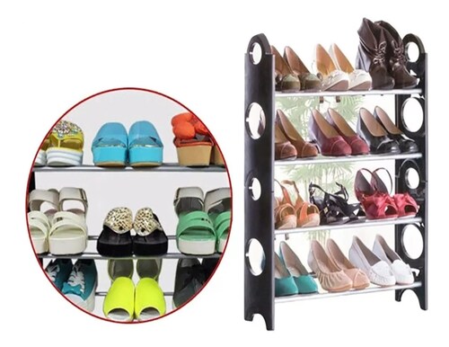 Rack Zapatera 10 Niveles 30 Pares Zapatos Organizador Mueble Color Negro.