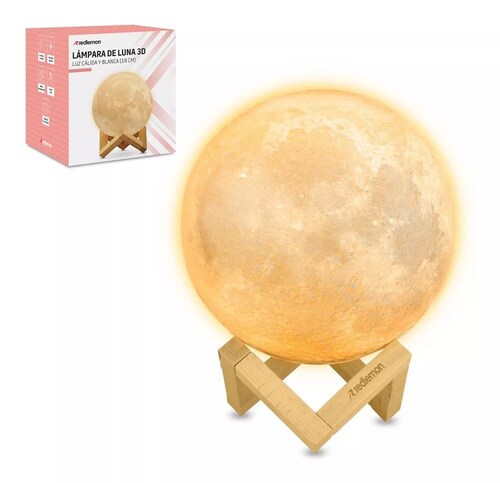 Lámpara De Luna 3d Led Réplica Exacta Grande 18cm Redlemon Color de la pantalla Blanco.