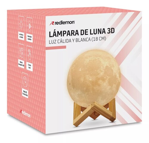 Lámpara De Luna 3d Led Réplica Exacta Grande 18cm Redlemon Color de la pantalla Blanco.