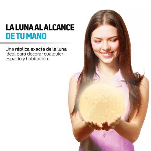 Lámpara De Luna 3d Led Réplica Exacta Grande 18cm Redlemon Color de la pantalla Blanco.
