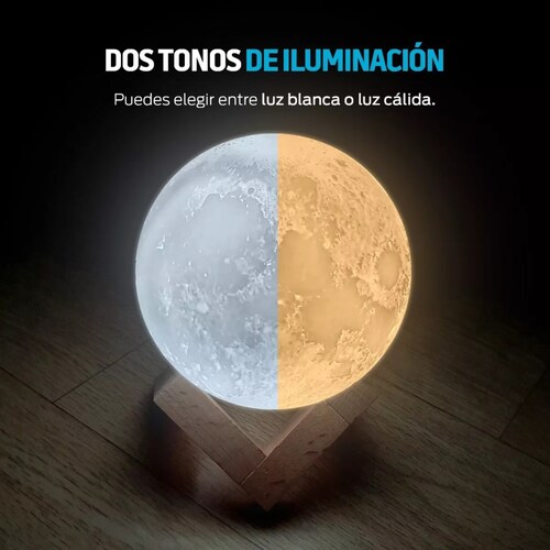 Lámpara De Luna 3d Led Réplica Exacta Grande 18cm Redlemon Color de la pantalla Blanco.
