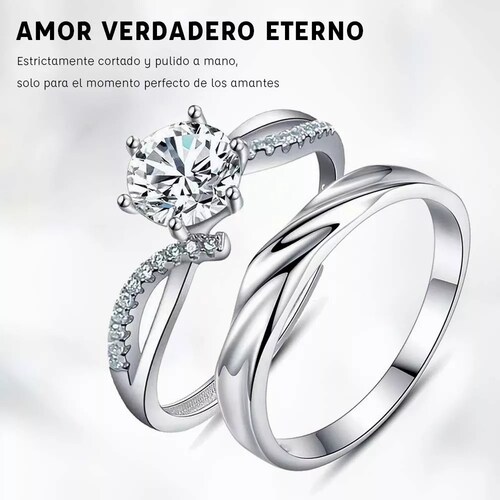 Anillo De Promesa Plata 925 Hombre Y Mujer Ajustables.