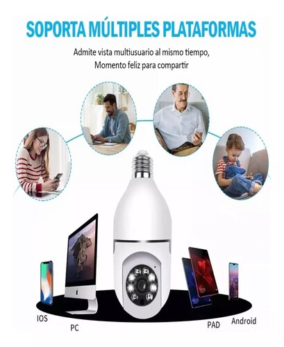 Cámara De Seguridad De 360 1080p Wifi Hd E27 Con Alarma.