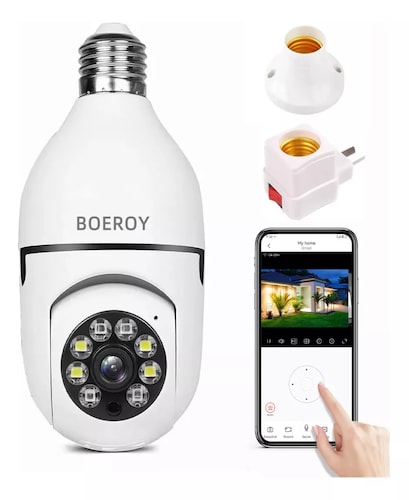 Cámara De Seguridad De 360 1080p Wifi Hd E27 Con Alarma.