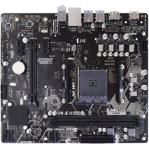 Tarjeta Madre BIOSTAR A520MT AM4 2x DDR4 1x M.2 PCIe 3.0 USB-C Micro ATX 