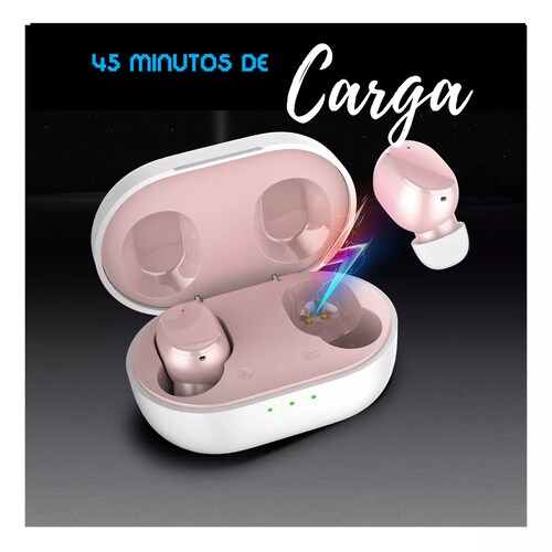 Audífonos in-ear gamer inalámbricos HTC TWS7 rosa con luz LED.