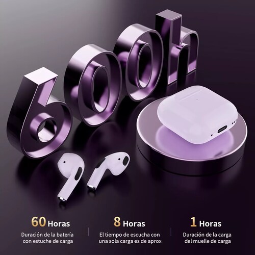 Audífono in-ear gamer inalámbrico LarmTek LK71 blanco con luz LED.