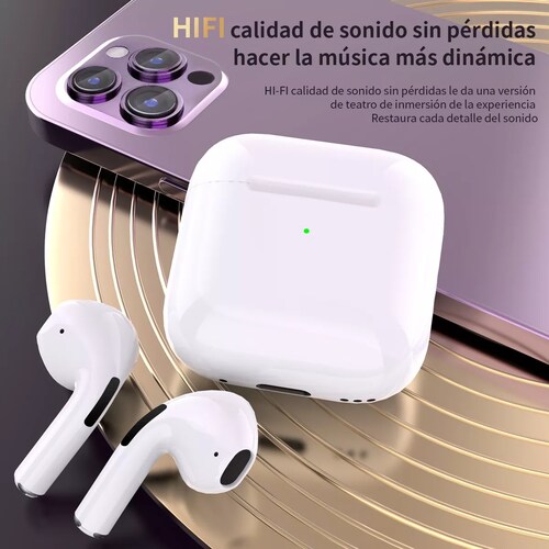 Audífono in-ear gamer inalámbrico LarmTek LK71 blanco con luz LED.