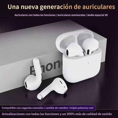 Audífono in-ear gamer inalámbrico LarmTek LK71 blanco con luz LED.