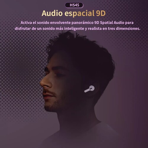 Audífono in-ear gamer inalámbrico LarmTek LK71 blanco con luz LED.