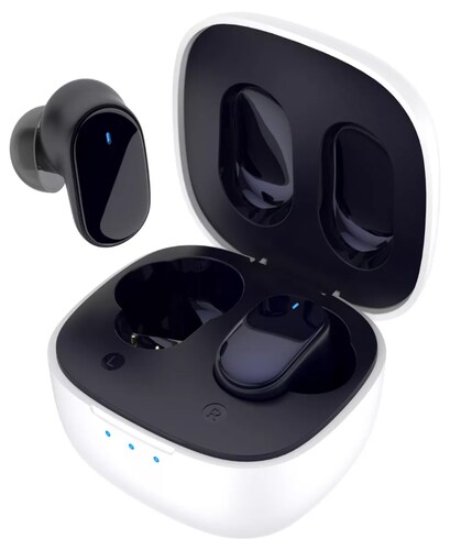 Audífonos COLOR NEGRO in-ear gamer inalámbricos HTC TWS7 negro con luz LED.