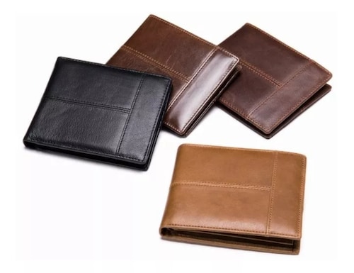 Cartera Hombre Piel Genuina Cartera Antirrobo Rfid.