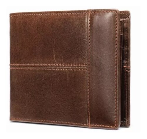 Cartera Hombre Piel Genuina Cartera Antirrobo Rfid.