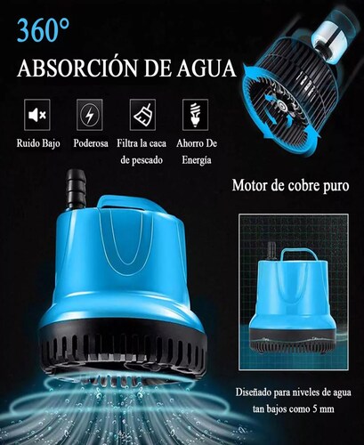 Bomba De Agua Sumergible 45w Fuente Pecera Acuario 2800l/h.