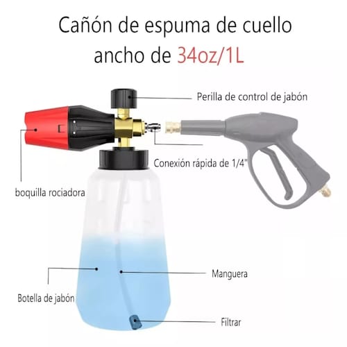Pistola De Hidrolavadora 1l Kit Cañon De Espuma Para Karcher.
