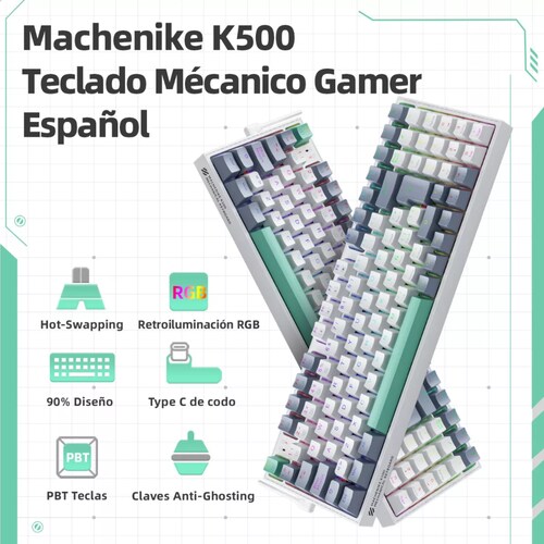Teclado Mecánico K500 Gamer Alambrico Español Hot Swap Rgb.