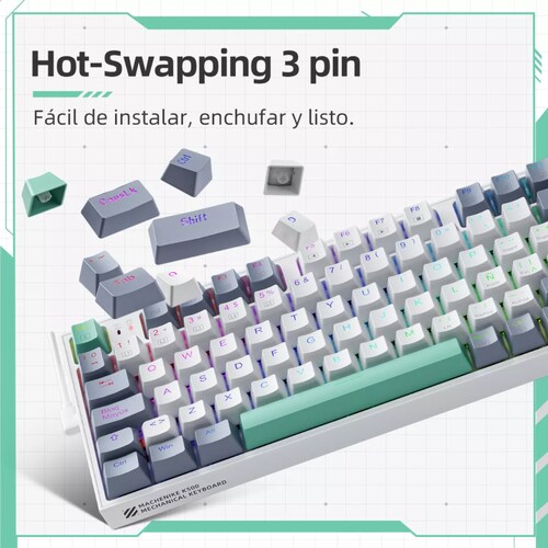 Teclado Mecánico K500 Gamer Alambrico Español Hot Swap Rgb.