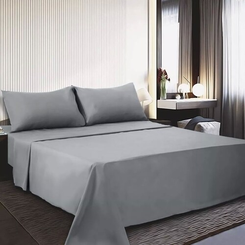 Juego De Sábanas King Size Ultra Suave 4piezas 2500 Hilos Diseño de la tela Gris claro.