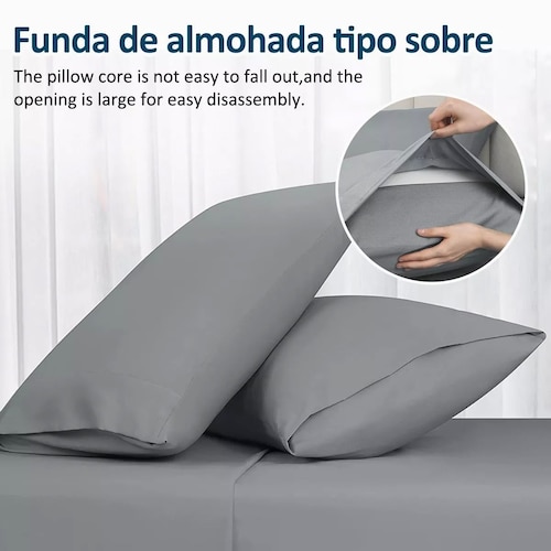 Juego De Sábanas King Size Ultra Suave 4piezas 2500 Hilos Diseño de la tela Gris claro.