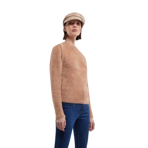 Sweater color café de mujer cerrado, marca Sao Paulo, mod. 1096066