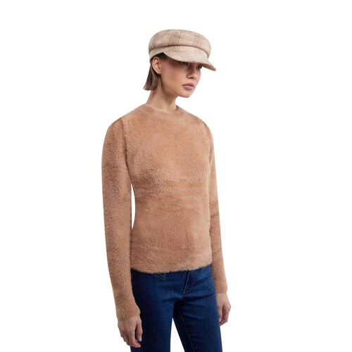 Sweater color café de mujer cerrado, marca Sao Paulo, mod. 1096066