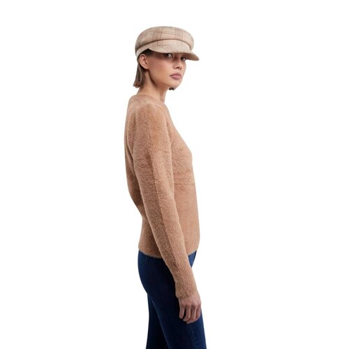 Sweater color café de mujer cerrado, marca Sao Paulo, mod. 1096066