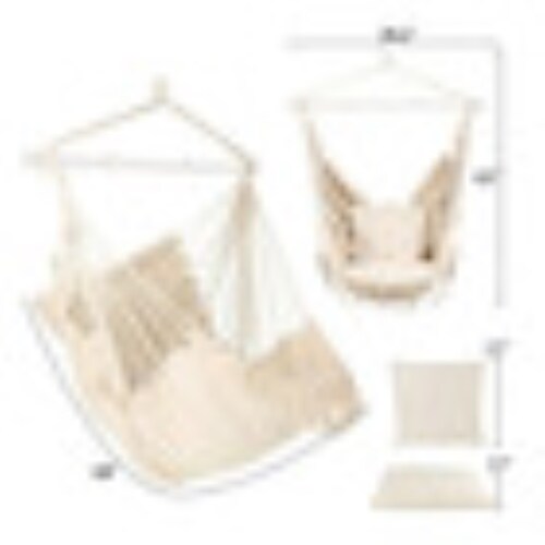 Sillas Columpio Colgantes Para Jardín 2 Cojín Kit Hamacas BEIGE
