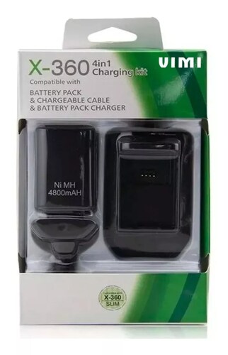 Kit Bateria Cargador Cable Carga Y Juega 4800mha Xbox 360.