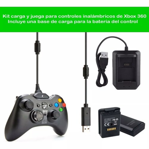 Kit Bateria Cargador Cable Carga Y Juega 4800mha Xbox 360.