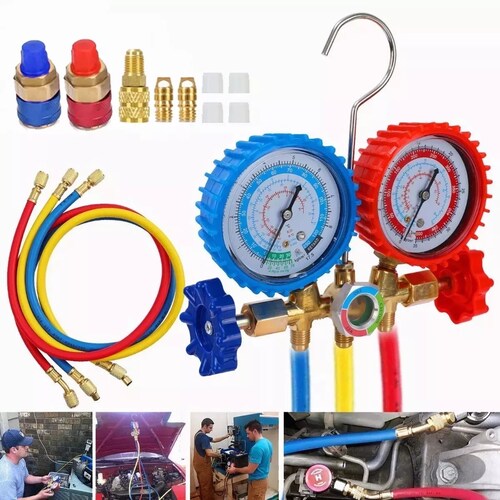 Kit Juego Manometros Refrigeracion Manifold 3 Vías 0-800mpa.