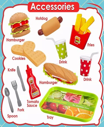 Set Hamburguesa Comida Juguetes Accesorios Cocina Alimentos