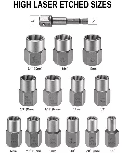 Juego Extractor De Tornillos Y Tuerca Thinkwork 14 Piezas