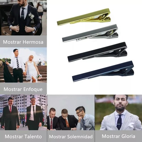 Juego Pisa Corbatas Diseño Elegante Clip Boda Trabajo 4 Pzas.