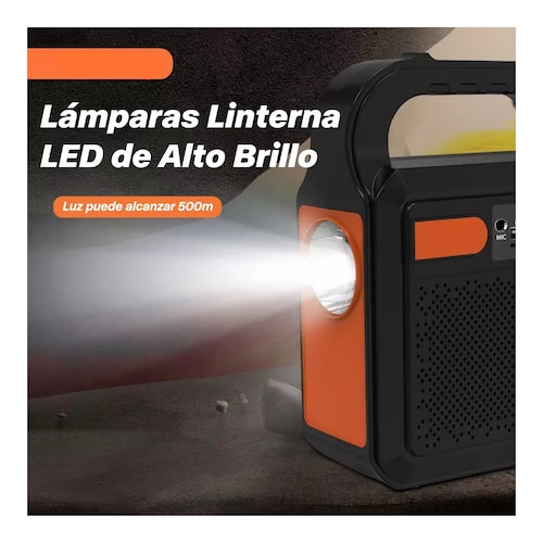 Lámpara Solar Iluminación Radio Fm Bluetooth Banco Energía