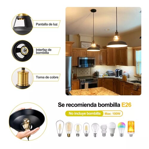 Set Lamparas De Techo Colgantes Vintage 3piezas Luz Colgante Led