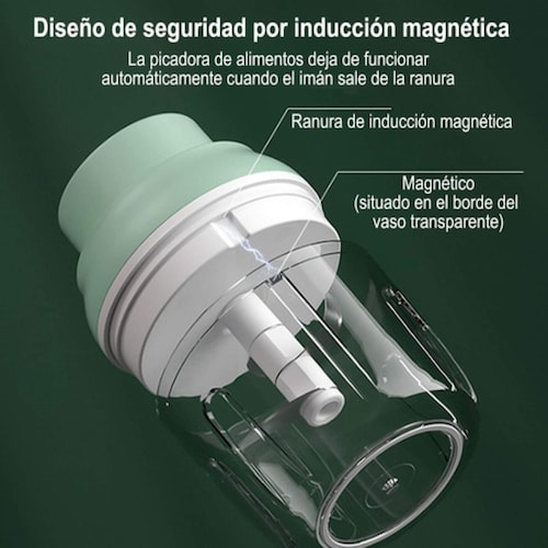 Procesador Triturador Alimentos Eléctrico Verdura Carne,Trasparente con Verde