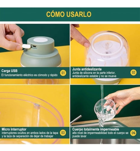 Procesador Triturador Alimentos Eléctrico Verdura Carne,Trasparente con Verde
