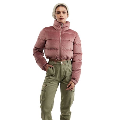 Chamarra crop acolchada rosa de cuello alto, marca Holly Land, mod. 1094842