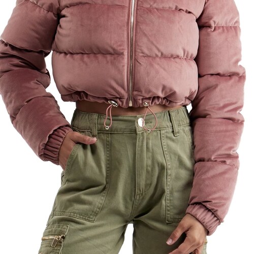 Chamarra crop acolchada rosa de cuello alto, marca Holly Land, mod. 1094842