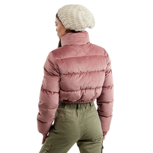 Chamarra crop acolchada rosa de cuello alto, marca Holly Land, mod. 1094842