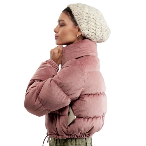 Chamarra crop acolchada rosa de cuello alto, marca Holly Land, mod. 1094842